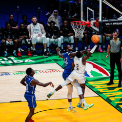 PRETORIA, SOUTH AFRICA - APRIL 1: Arinze Dim #2 of the Johannesburg Giants drives to the basket during the game against RSSB Tigers on April 1, 2026 at SunBet Arena in Pretoria, South Africa. NOTE TO USER: User expressly acknowledges and agrees that, by downloading and/or using this photograph, user is consenting to the terms and conditions of the Getty Images License Agreement. Mandatory Copyright Notice: Copyright 2026 NBAE (Photo by Armand Lenoir/NBAE via Getty Images)