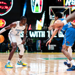 PRETORIA, SOUTH AFRICA - APRIL 1: Arinze Dim #2 of the Johannesburg Giants dribbles the ball during the game against RSSB Tigers on April 1, 2026 at SunBet Arena in Pretoria, South Africa. NOTE TO USER: User expressly acknowledges and agrees that, by downloading and/or using this photograph, user is consenting to the terms and conditions of the Getty Images License Agreement. Mandatory Copyright Notice: Copyright 2026 NBAE (Photo by Julien Bacot/NBAE via Getty Images)